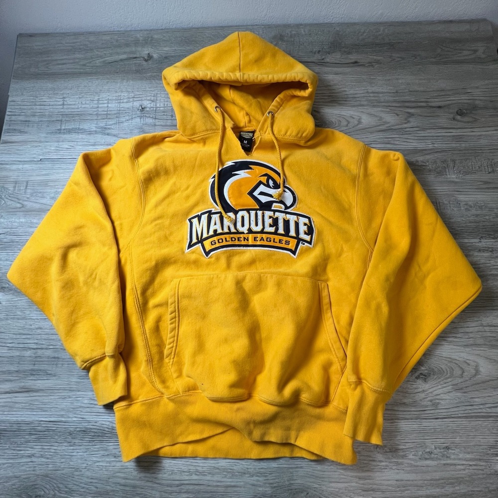 Signature Concepts Marquette Hoodie Mens M Yellow Golden Eagles Embroidered NCAA